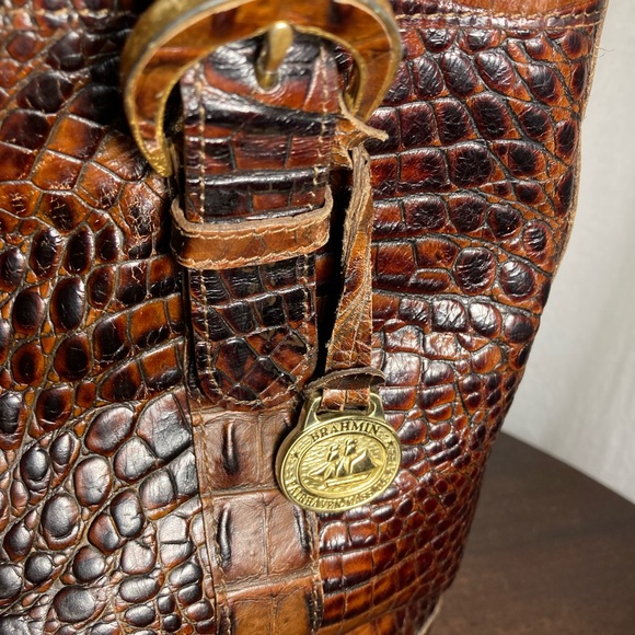 BRAHMIN ASHER PECAN MELBOURNE Elegant Brown Crocodile-Embossed Tote Bag - Picture 6 of 8